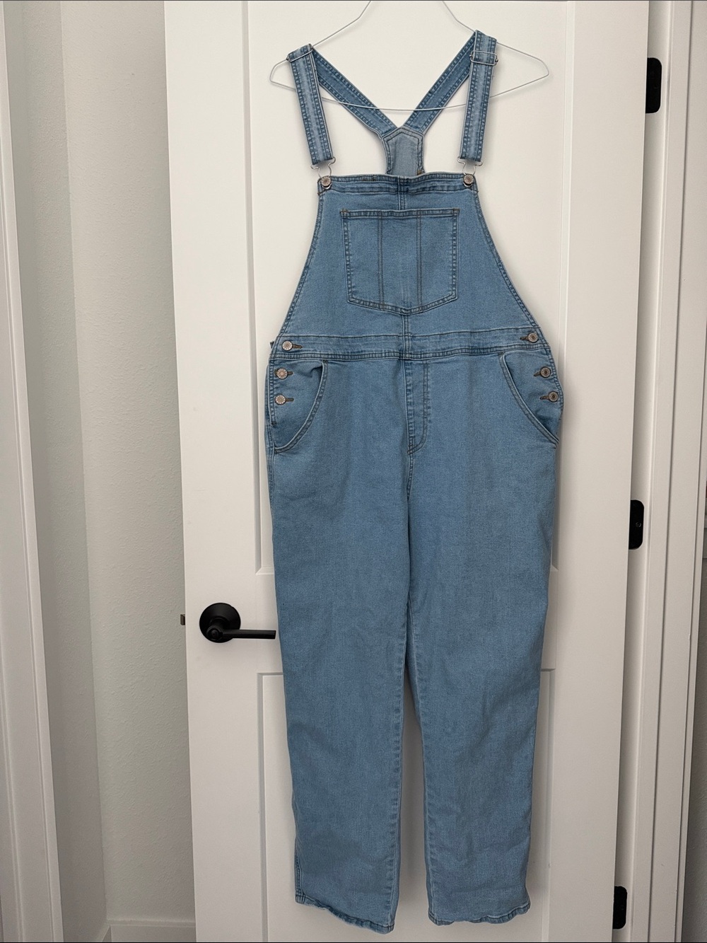 Classic Cotton Blend Light Blue Denim Overalls - Picture 4 of 8